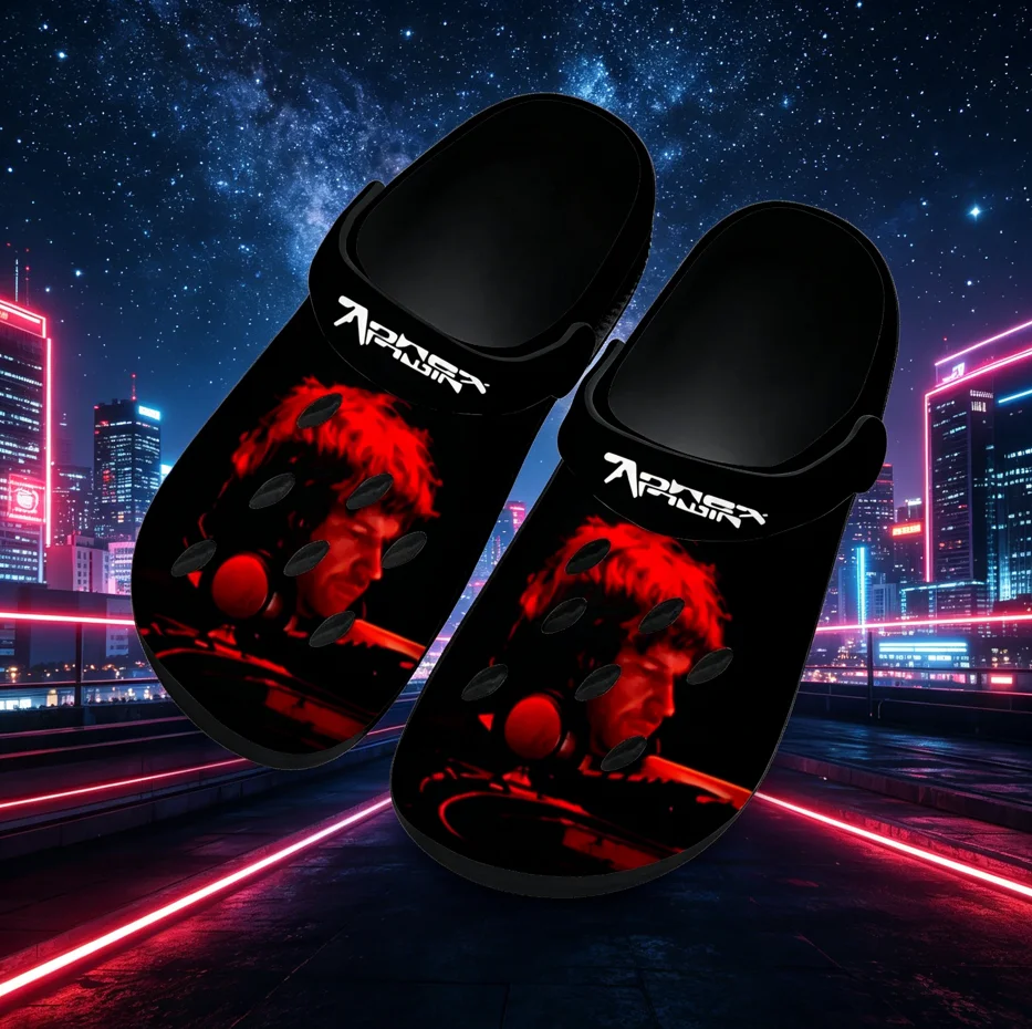 

Aphex Twin Electronic Music Mixer Fashion Custom Hole Shoes, Full Print Shockproof Soft Sole Anti-Slip Unisex Summer Home Beach