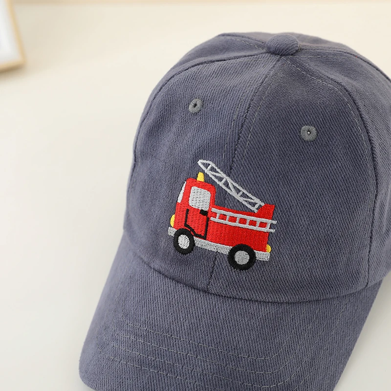 2024 New School Boy Baseball Hats Embroidered Fire Truck Children Outdoor Summer Kids Caps for 2-8Years Baby Sports Hats Cotton