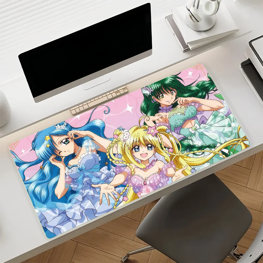 Anime M-Mermaid Melody Mouse Pad Anti Slip Rubber Edge Locked Thickened Laptop Gaming Desk Mat