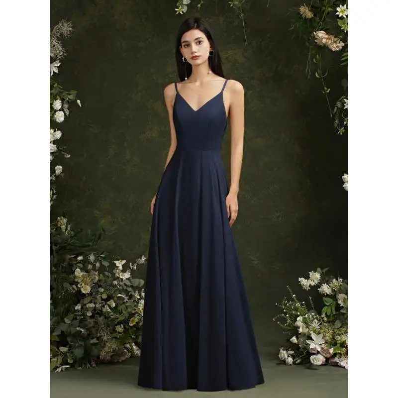 

STEPHANIE Elegant Evening Dresses Back Lace Design A Line Chiffon Spaghtti Straps Formal Prom Party Gowns For Women Wedding