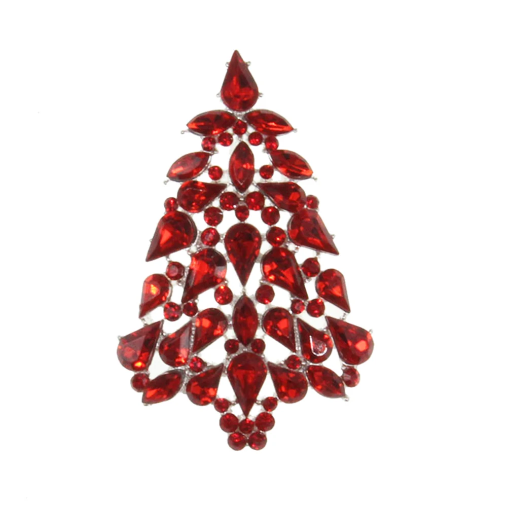 20 Pcs/Lot Crystal Rhinestone Clear Christmas Tree Brooch Pins/Pendant Charms For Xmas Gift