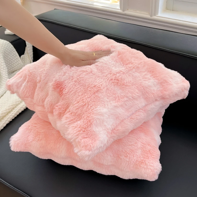 

Наволочка из искусственного кроличьего меха, пушистая, нечеткая, декоративная наволочка для дивана, кровати, стула, дивана, белая, розовая, коричневая, 50 см x 50 см