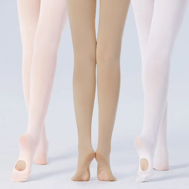 Girls Woman Ballet Tights 60D Convertible Tights Ballet Stockings Ballet Leggings Dance Tights Seamless Pantyhose with Hole