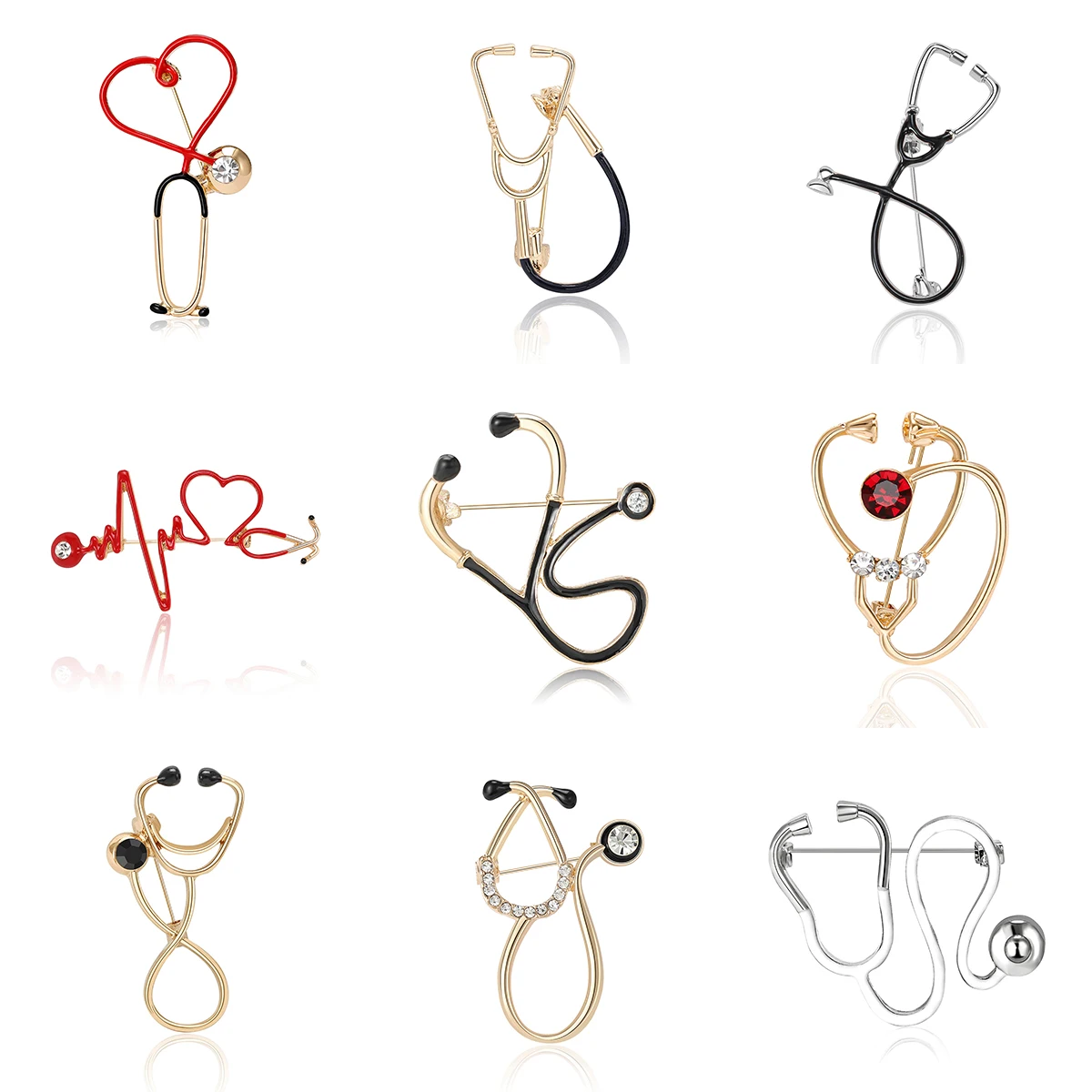 Enamel Stethoscope Brooches for Women Unisex Medical Pins Multi-color Available Casual Party Accessories Gifts