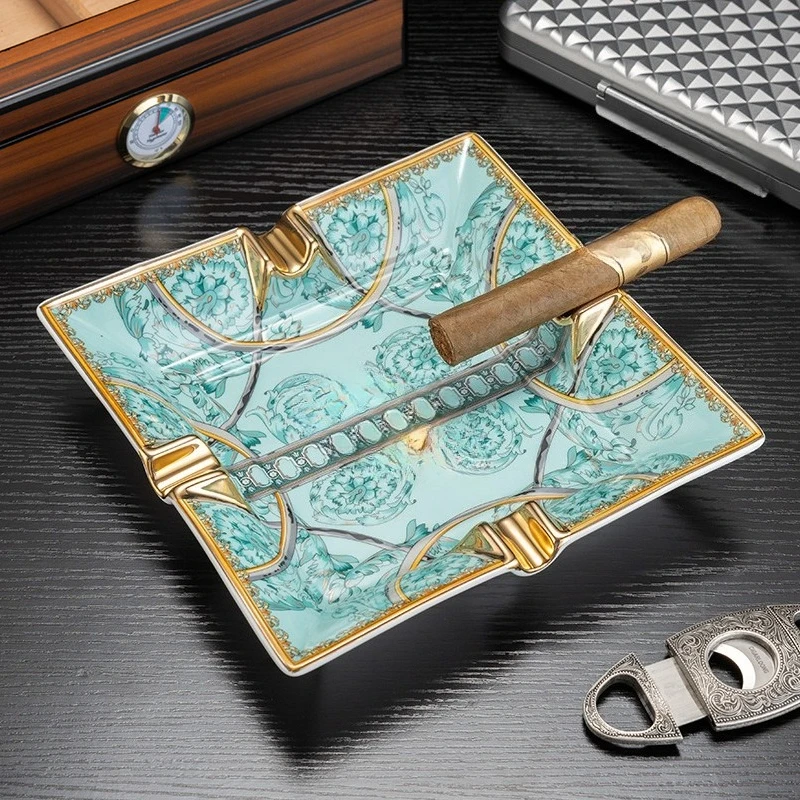 

Cigar ceramic ashtray, carved bone china enamel hand-painted fashion cigar ashtray