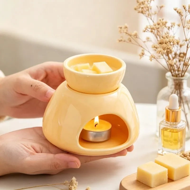 Detachable Ceramic Wax Melt Burner Tea Light Essential Oil Burner Home Aroma Candle Warmer Home Desktop Fragrance Decor Gift