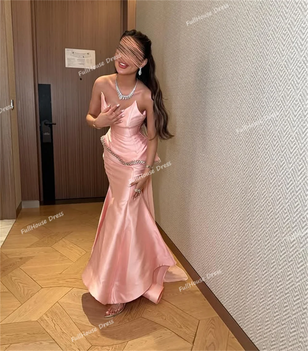 Nach Maß Luxus Zwei Stücke Trägerlosen Perlen Sexy Meerjungfrau Lace up Zurück Langes Abendkleid mit Abnehmbarer Schleppe vestidos de