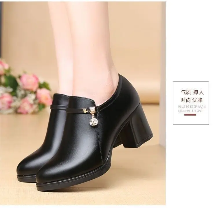 Women Shoes Spring Autumn Women Leather High Heel Pumps Shoes Lady Ankle Boots Office Shoes Female Dress Shoes Botas De Mujer