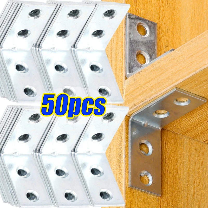 90° Corner Brackets L Joint Brackets Furniture Wood Shelf Door Cabinet Fastener Universal Stainless Steel Brace Joint Hardware