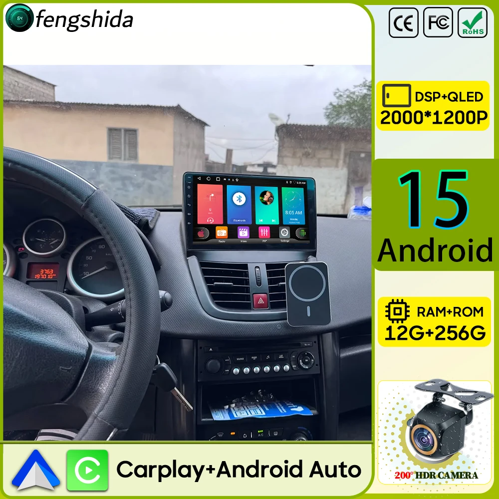 Car Radio Carplay For Peugeot 207 207CC 2006-2015 Navigation GPS Android Auto Stereo Multimedia Player 5G Wifi Video No 2din DVD
