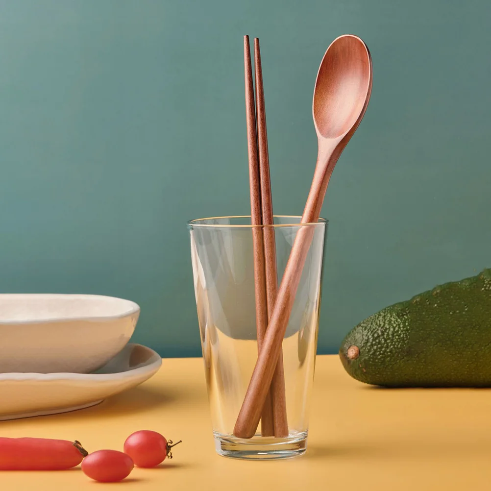 

Travel Spoon Storage Bag Tableware Portable Camping Cutlery Utensils Wood Chopstick Kit Child
