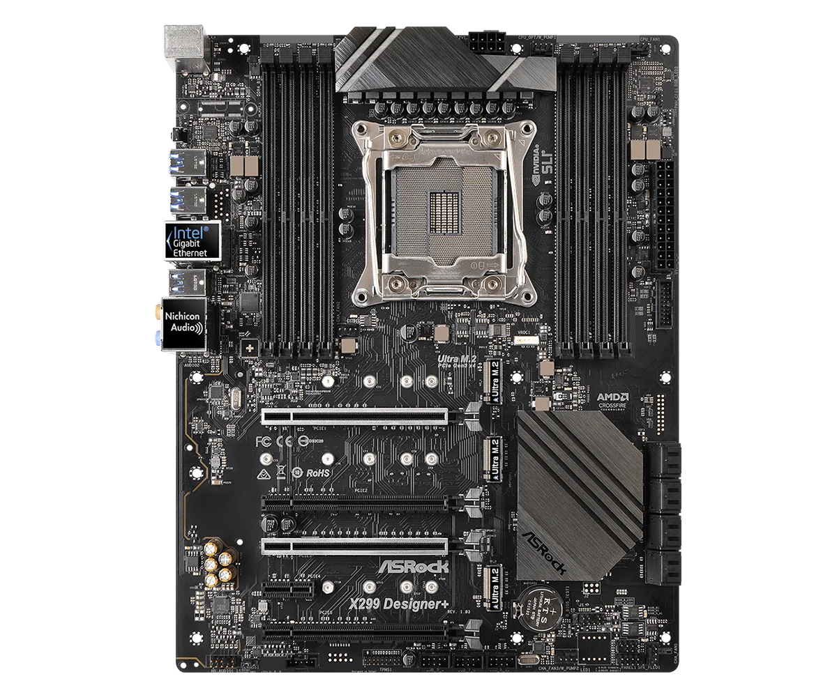 Asrock X299 Motherboard X299 DESIGNER+ Motherboard LGA 2066 DDR4 ATX M.2 support 10920X 7940X 7800X 7740X 10980X cpu