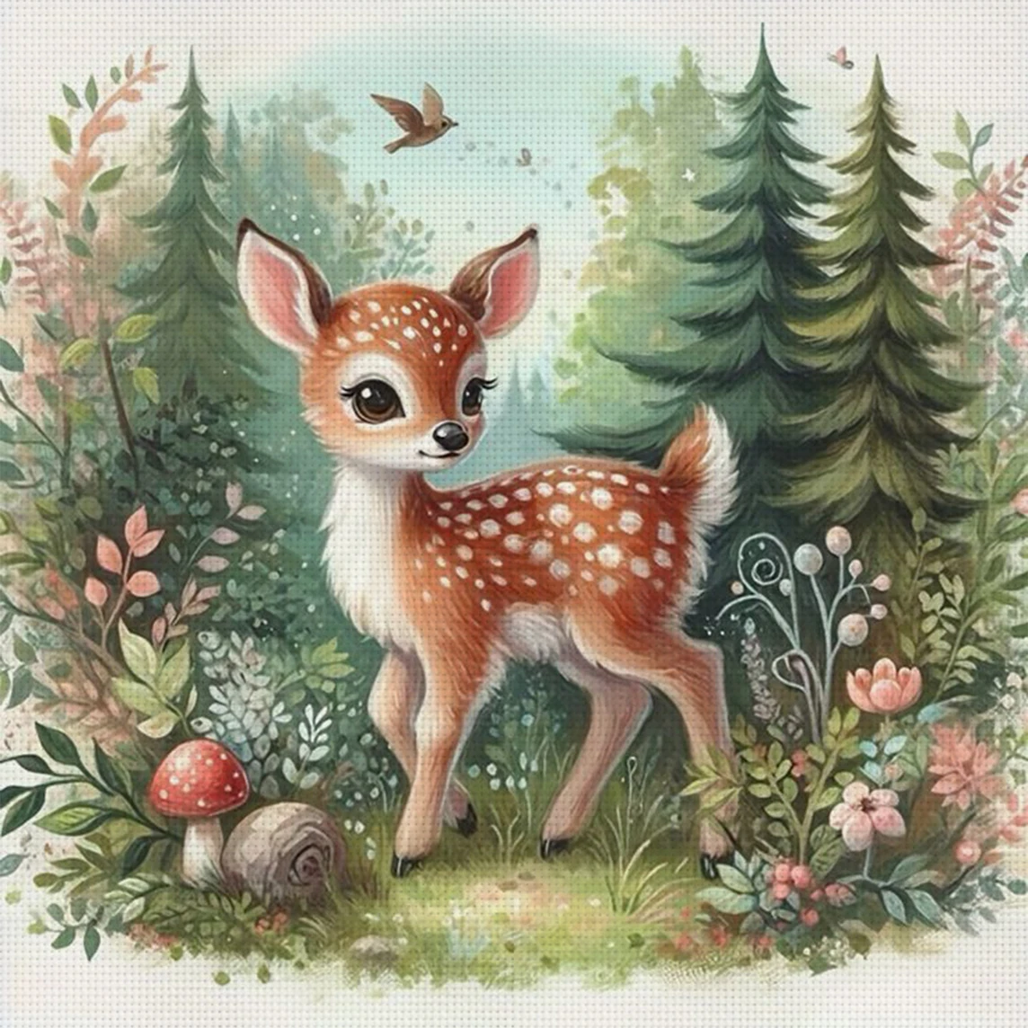 Forest Dweller Kreuzstich-Set zum Selbermachen, 11CT-Stickerei, Heimwanddekoration, Geschenk, handgefertigtes Material, rahmenlos, halbfertig, 36 x 36 cm