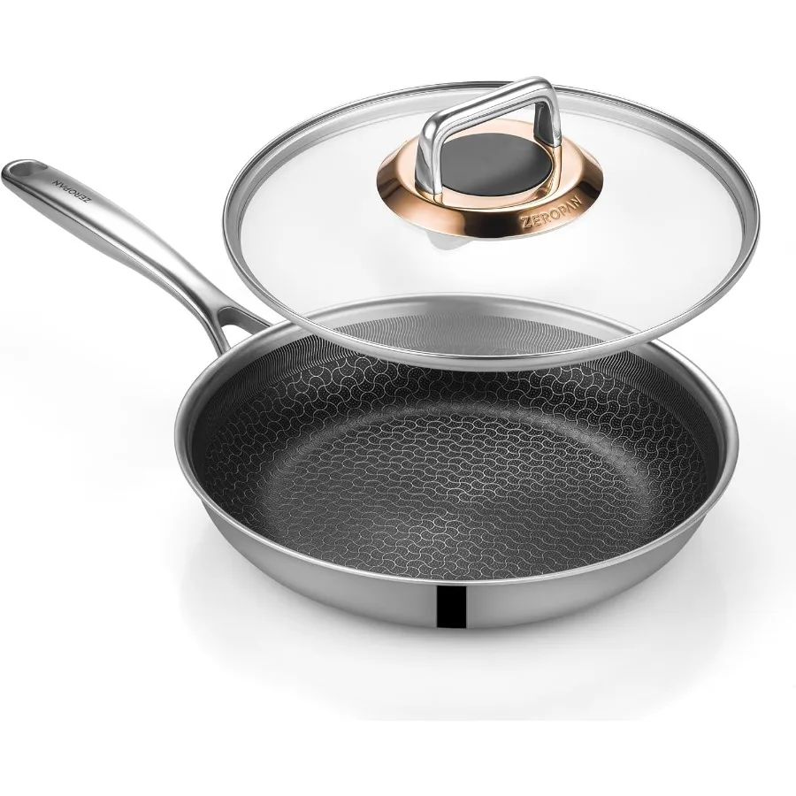 

Hybrid Nonstick 10Inch Frying Pan with Lid for Home Cooking and Professional Kitchens Features StayCool Handle for Safety Dishw