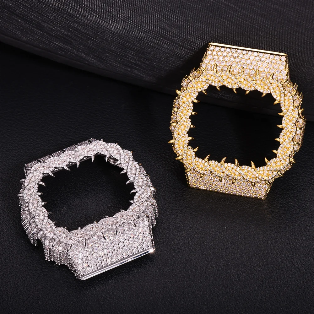 Blingminer CAS** GA2100 VVS Moissanite Watch Case  Brass Can Pass Diamonds Tester With GRA Wrist Diamonds Case Free Shipping