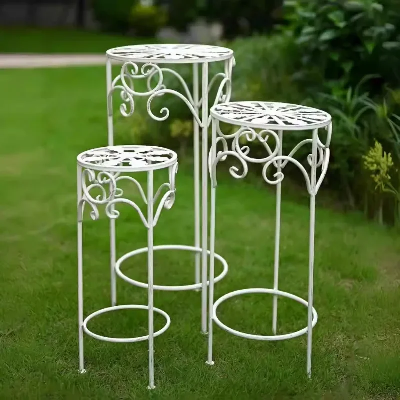 Wrought iron flower stand Floor-to-ceiling outdoor courtyard Garden balcony B & B shelf Flower pot raising stool Flower pot stan