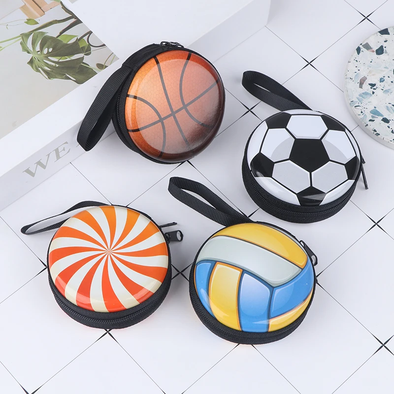 Cartoon Ball Pattern Coin Purse for Kids, Bolsas para mudança, Mini carteiras, Zipper Storage Box, Jogos Presente