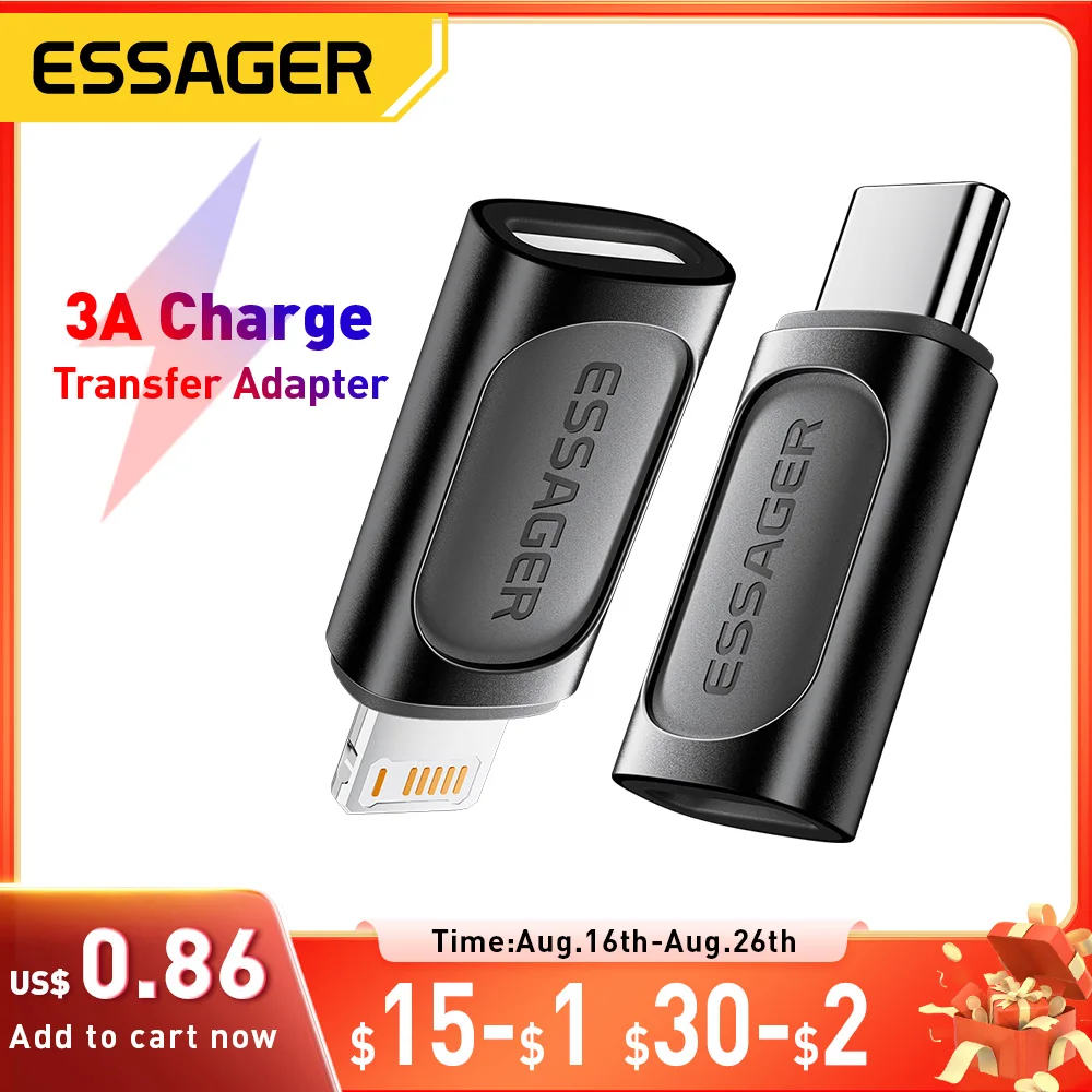 Essager usb c para adaptador relâmpago pd 20w carregamento rápido otg usb tipo c para iluminação para iphone 15 14 11 xr pro max conversor ios