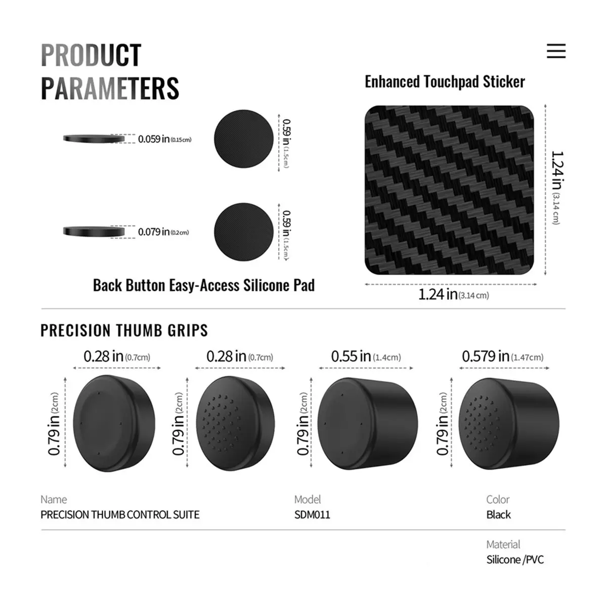 For Touchpad StickersWear Controller Button Thumbstick Caps + Touchpad +Back Button Silicone Covers