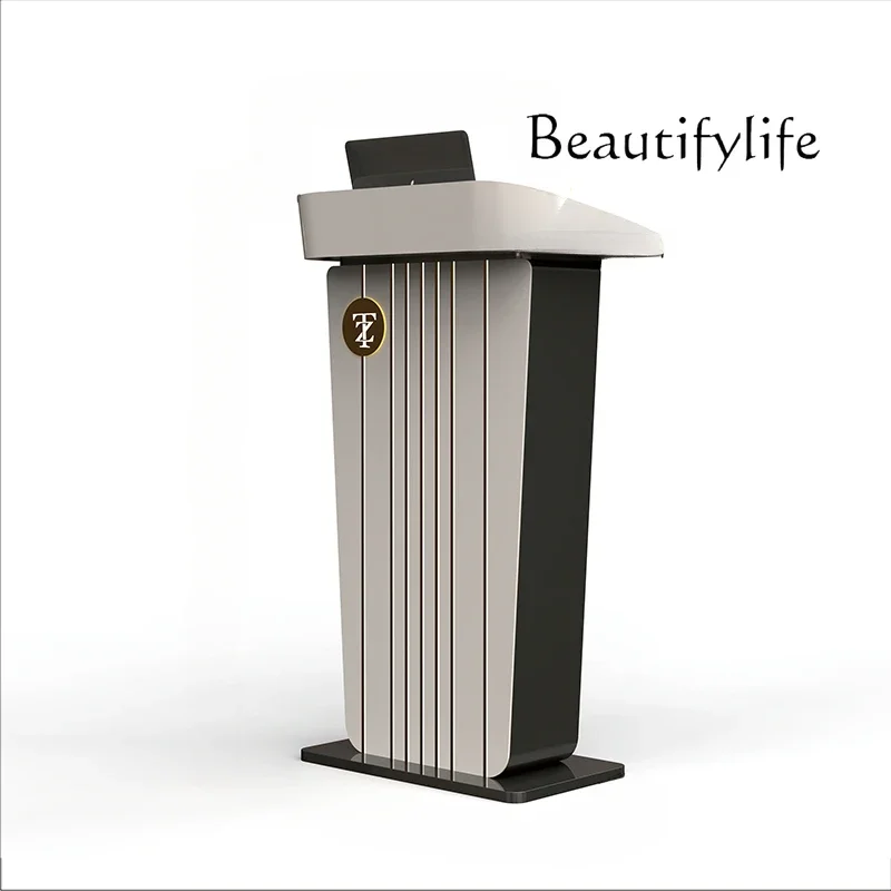 

Lecture Desk Light Luxury Reception Desk Hotel Welcome Desk Meeting Room Chair Podium Stainless Steel