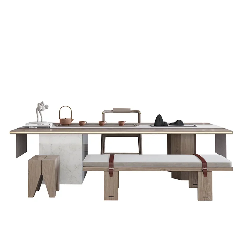 

~Y New Chinese Modern Office Tea Table Household Solid Wood Tea Table Teahouse Room High-End Tea Making Table