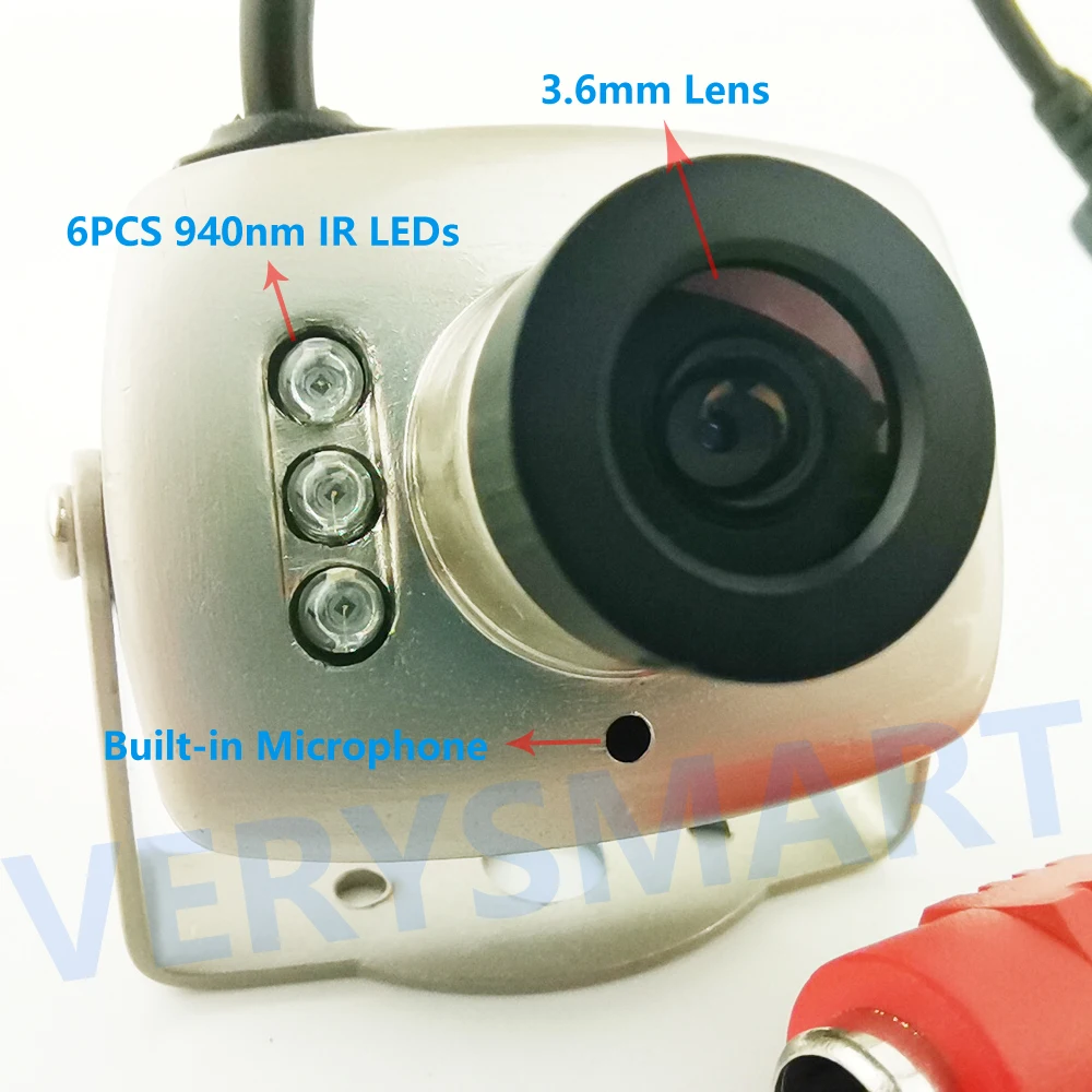 VERYSMART 600TVL Mini Super Color Security Camera Video Audio indoor Surveillance Cameras 940nm Infrared Night Vision