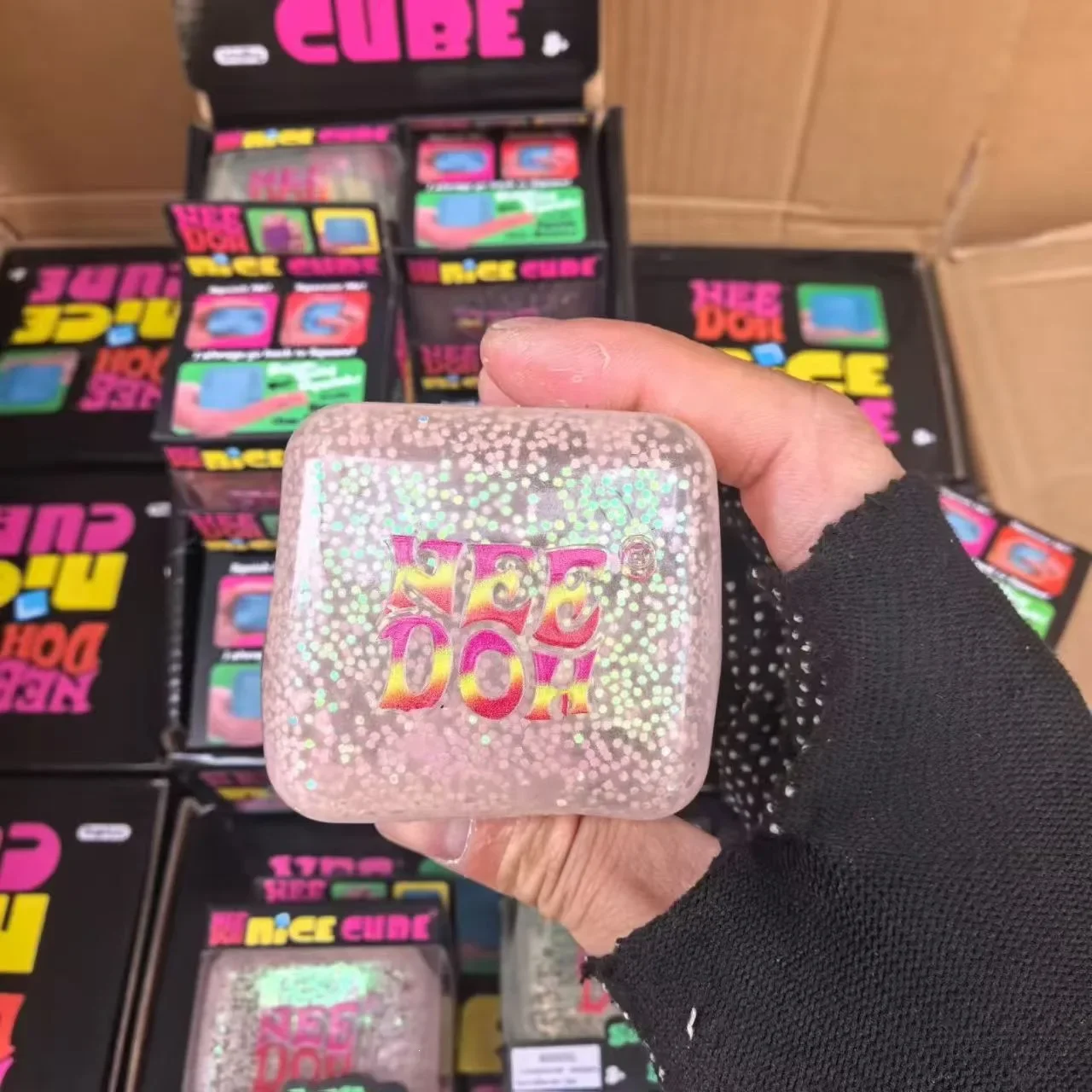New Schylling Needoh Nice Cube Squishy Stress Toy Glow In The Dark Slow Rebound Sensory Glitter Pressure Relief For Adults gifts