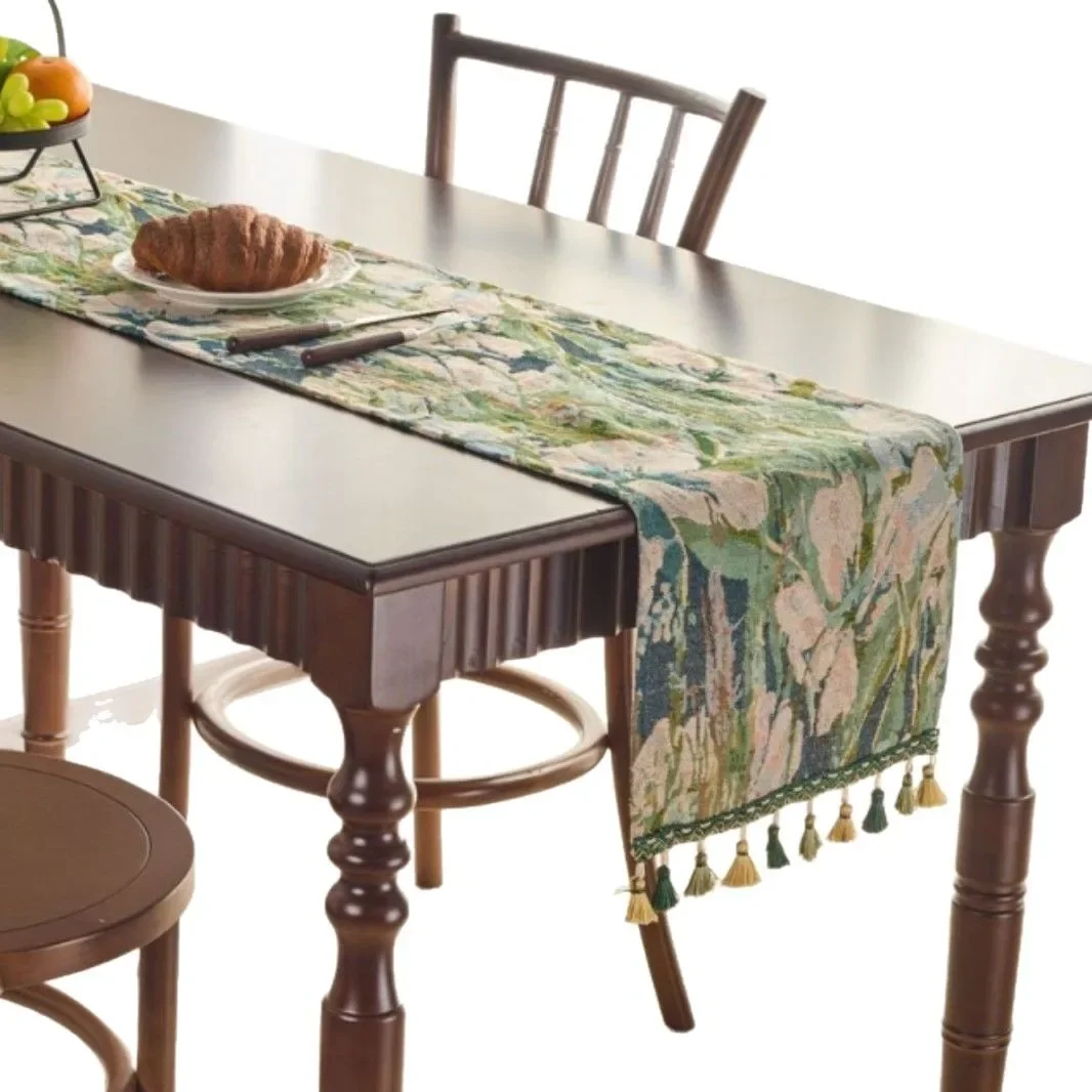 

Rural Style Table Runner Monet Oil Painting Jacquard Table Cloth Runner Cabinet Long Table Setting for Home Kitchen Rustic