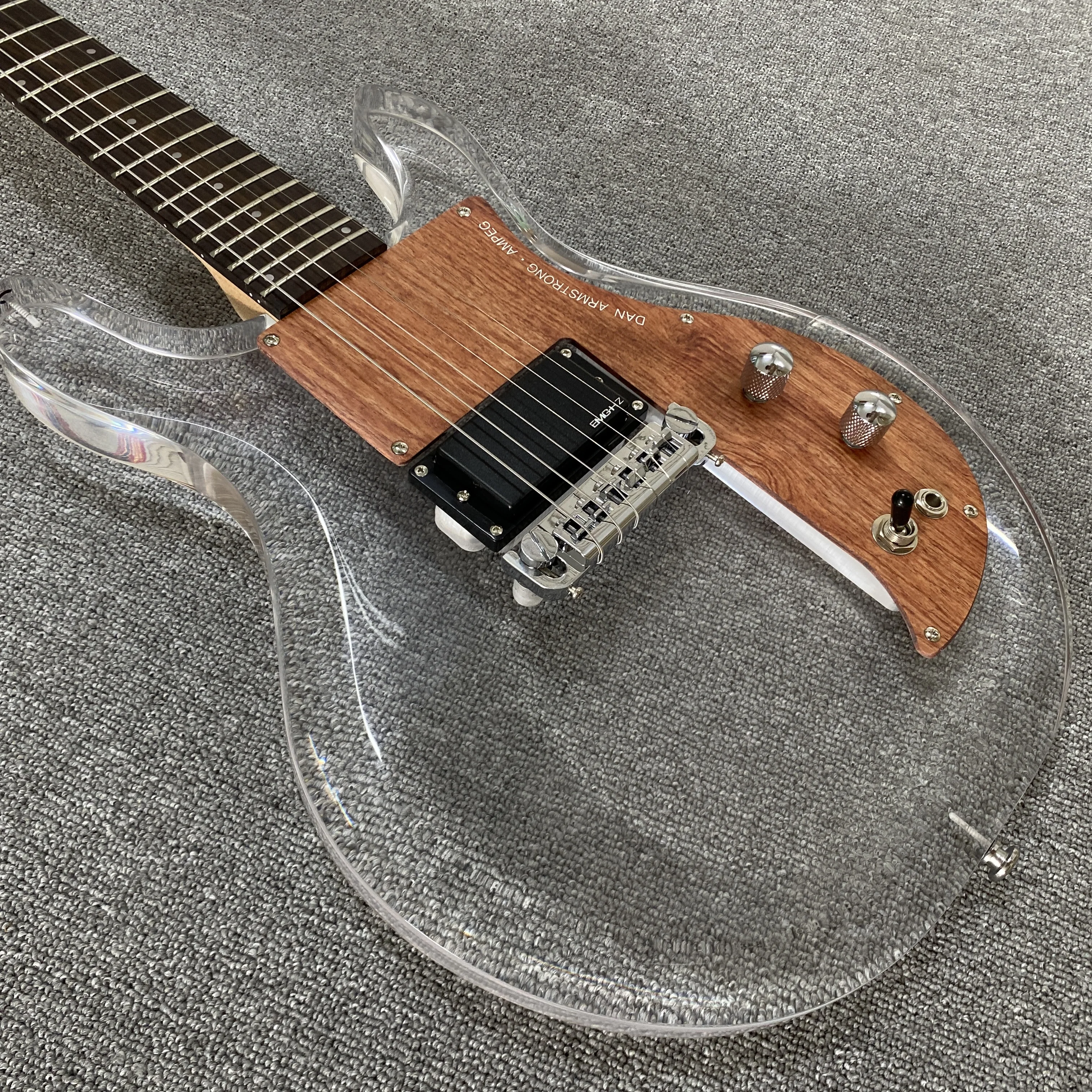 Electric Guitar, Transparent Acrylic Panel, Rosewood Fingerboard, Simple Appearance, 2 Frets, Solid Workmanship, Free Shipping