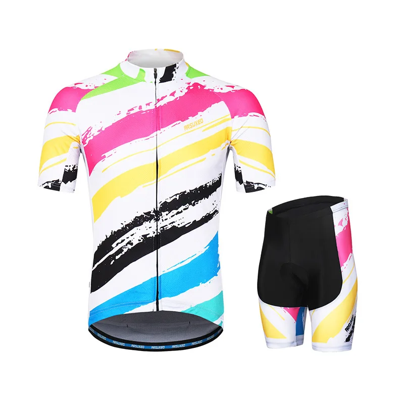 Summer sweat-wicking breathable quick-drying cycling clothes printed short-sleeved suit mountain bike uniform men