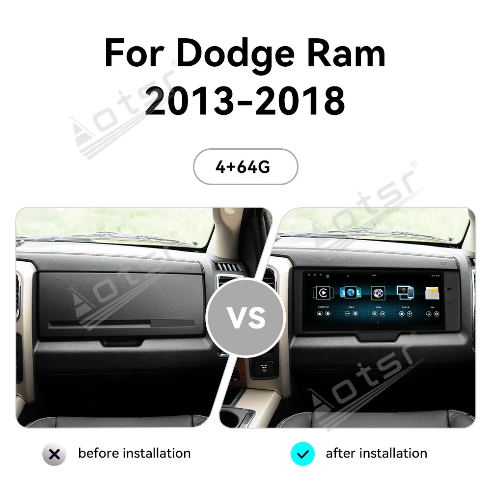 شاشة 17 بوصة مساعد الطيار لدودج رام 1500 2500 2013 + أندرويد 13.0 شاشة ترفيهية للركاب سيارة ستيريو GPS الوسائط المتعددة