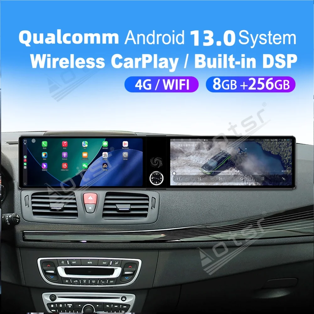 Dual 12.3”Screen Qualcomm Carplay Android Car Multimedia Automotive For Renault Megane 3 2009~2014 GPS Navi Car Radio Head Unit