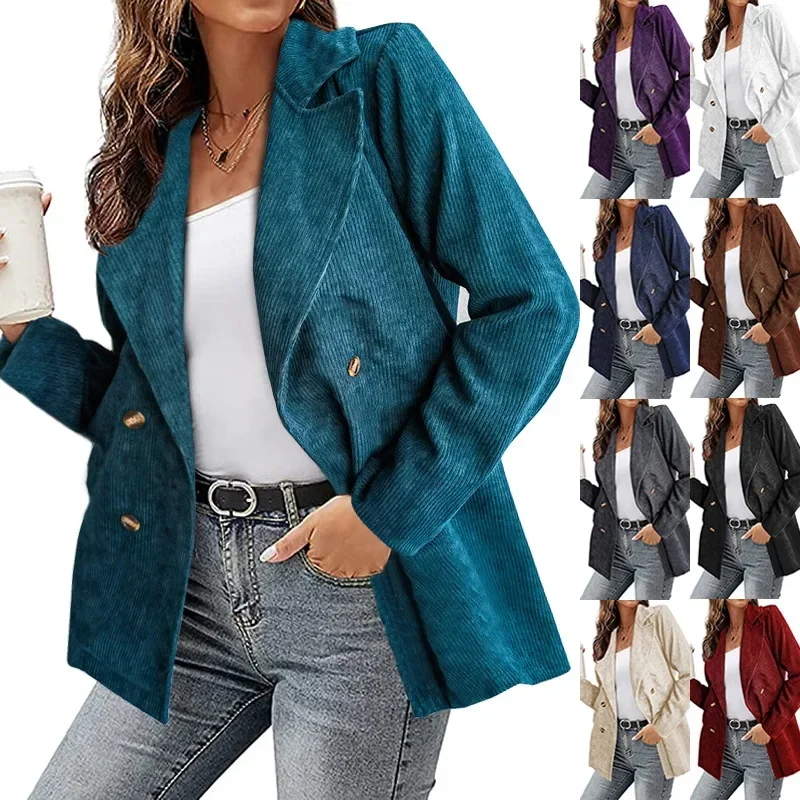 Sigutan Autumn Winter New Women Solid Color Button Down Shirt Corduroy Jacket Long Sleeve Female Coats Tops