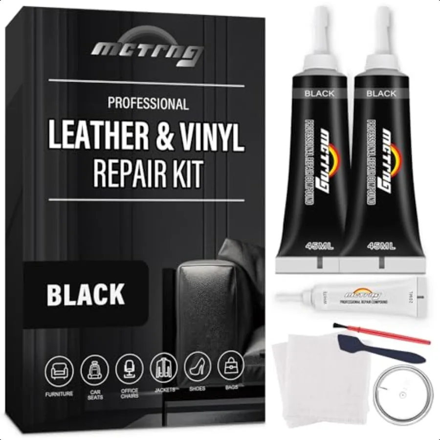

Black Leather Seat Repair Kit for Cars Auto Vinyl Seat Repair Kit for Car Steering Wheel Dashboard Console Fix Tear Burn Hole C