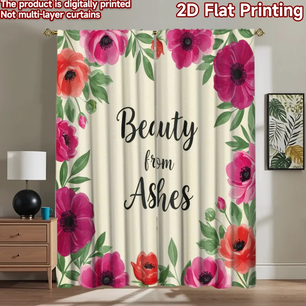 

1pc 2D flat Photography Backdrop Photography Banner Floral Positivity 100% Polyester Holiday Decorations for Door, wall, and