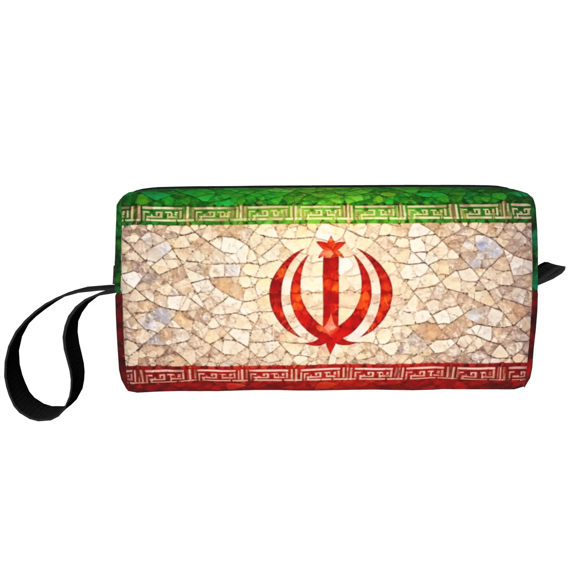 

Custom Iranian Flag Makeup Bag Women Travel Cosmetic Organizer Kawaii Iran Persian Lion Storage Toiletry Bags