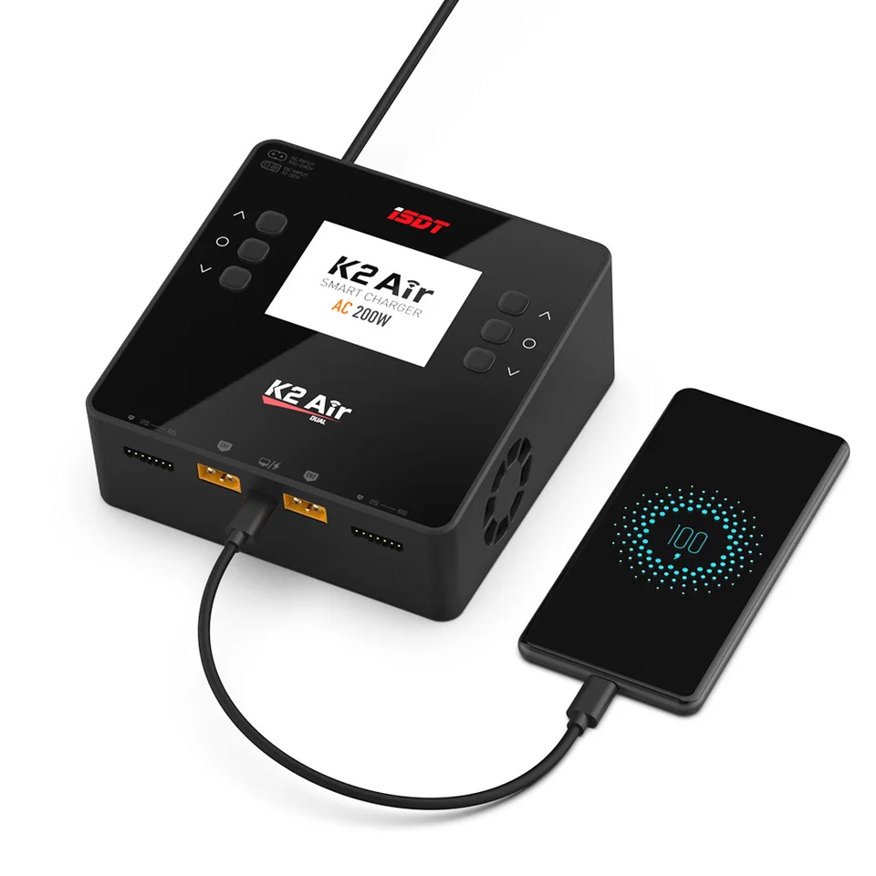 ISDT K2 エア AC 200 ワット DC 500Wx2 20A デュアルチャンネル