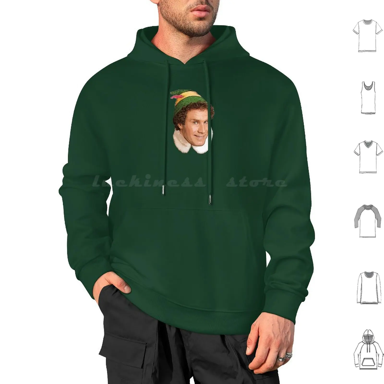 Buddy The Elf / Will Ferrell / Christmas Movie Hoodies Long Sleeve Funny Buddy Elf Movie Smiling Christmas Will