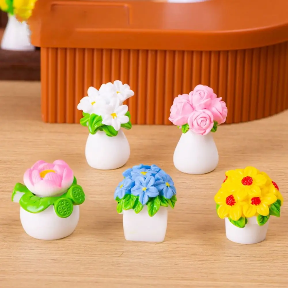 Colorful Simulation Potted Plants Resin Flower Model Micro Landscape Ornaments