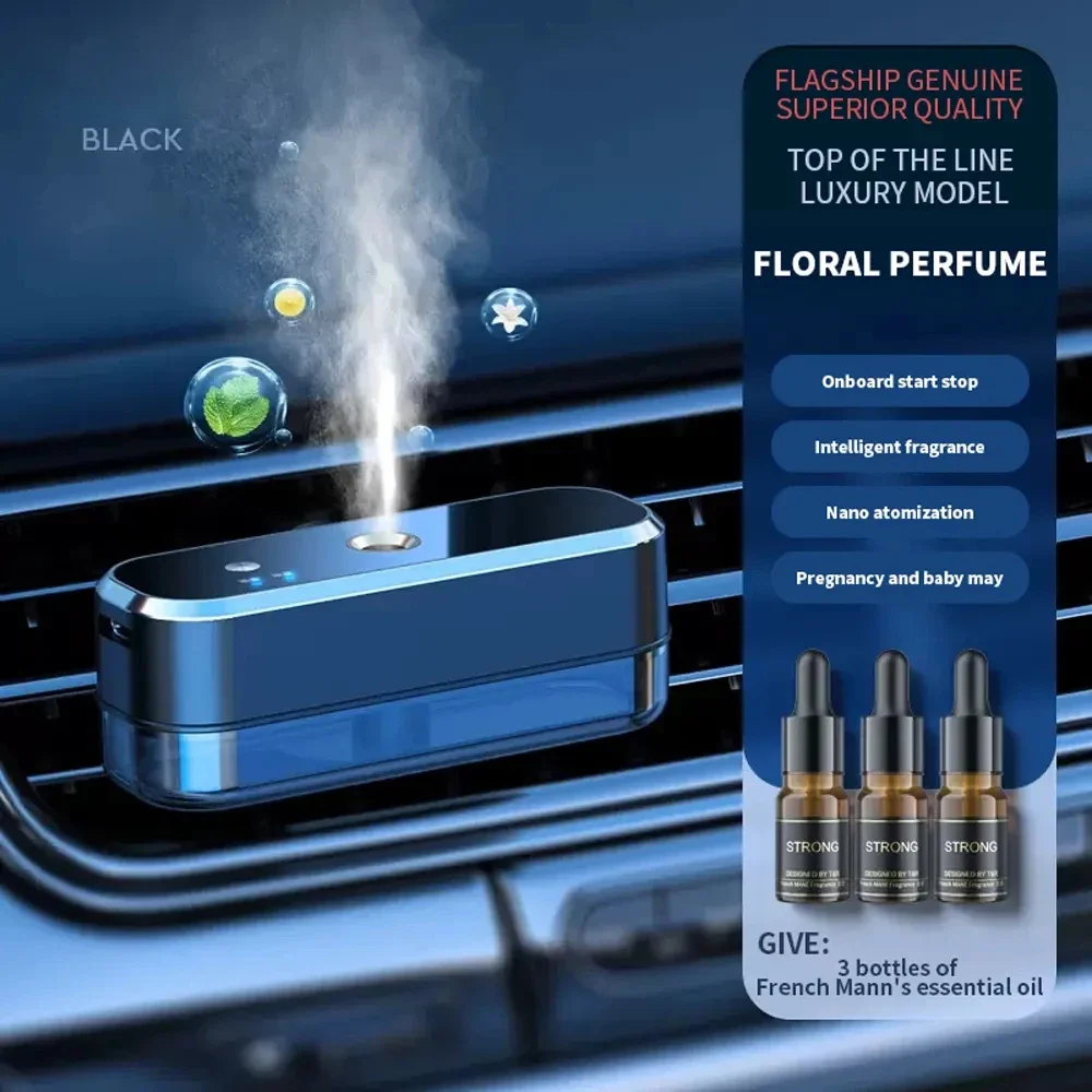 Diffuseur d'huiles essentielles intelligent pour voiture, assainisseur d'air, humidificateur frontal, clip de ventilation, diffuseur de parfum de voiture, aromathérapie