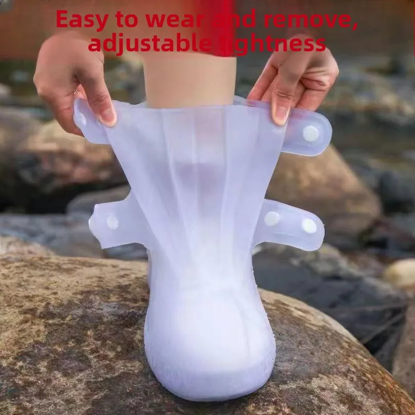 厚みのあるレインブーツカバー-滑り止め-耐摩耗性-男性用-女性用-大人用-防水-ミッドカーフレイン-アウトドア-子供-学生用