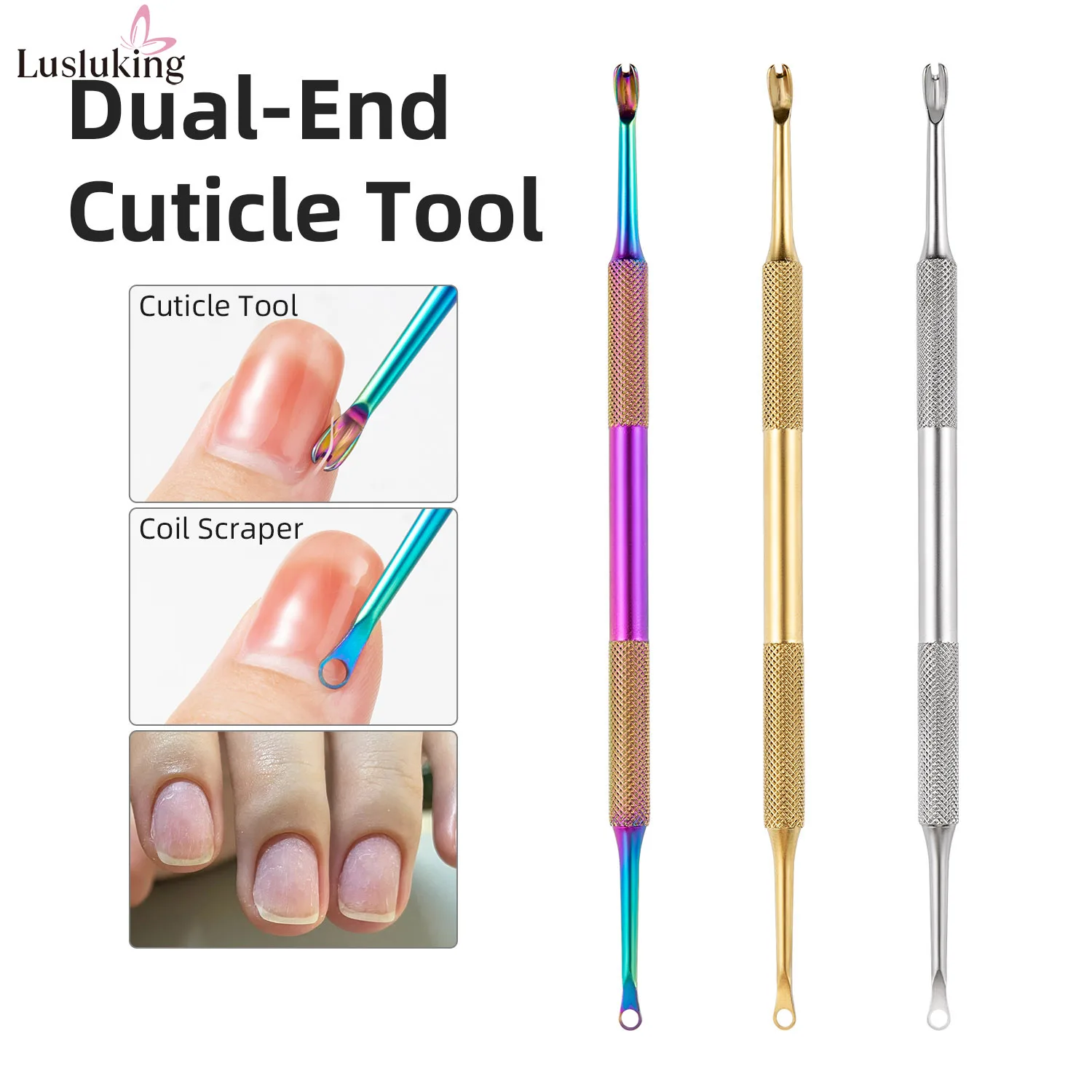 Dual-End Nagelhaut Werkzeug Nagelhautschieber Edelstahl Dead Skin Remover Russische Maniküre Spulenschaber Nagelpflege Werkzeug Einfach Sanitizieren