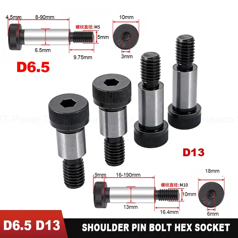 12.9 Grade Hex Socket Shoulder Bolt Step Screw Limit Shoulder Screw D6.5 D8 D10 D13 - M5 M6 M8 M10 for Mold Equipment Locating