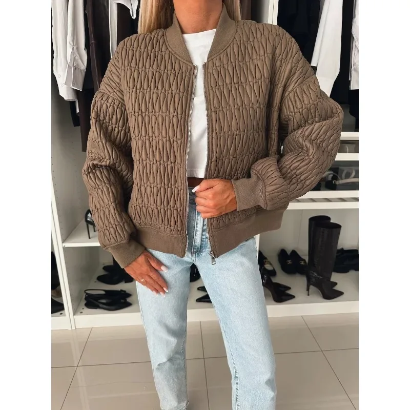 

S-XXL Новая женская повседневная и модная однотонная короткая куртка Женские модные куртки на молнии с длинными рукавами