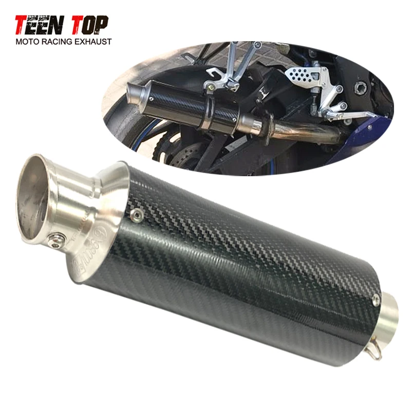 

51 мм универсальный глушитель из углеродного волокна мотоциклетный выхлопной локтевой глушитель Ninja300 Ninja400 Z400 Tornado 302R BN302 310GS Pitbike