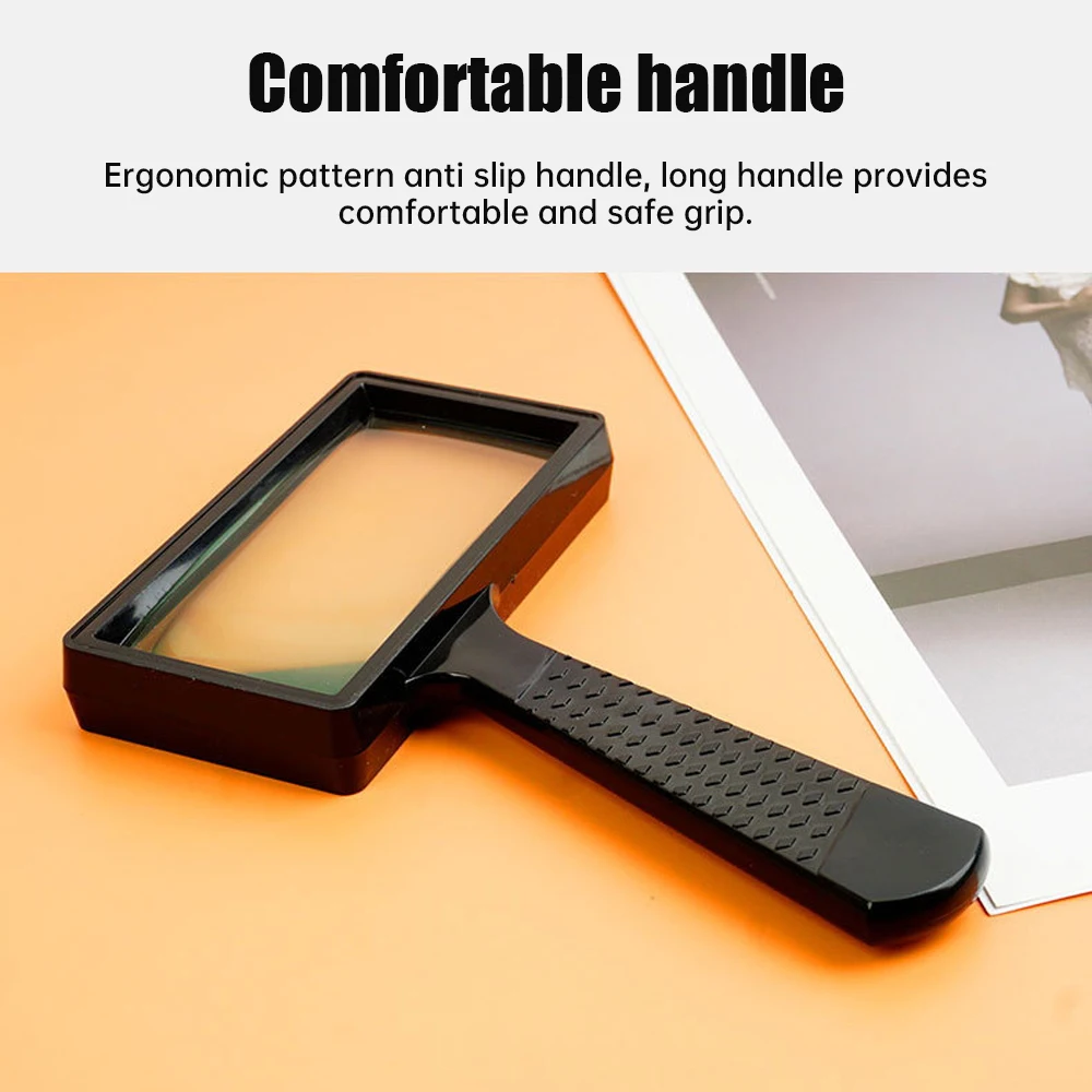 Rectangular Jewelry Identification 84026 Magnifier Handheld Square Reading Magnifier 100x50mm ABS+ Metal Measuring Tool Magnifie