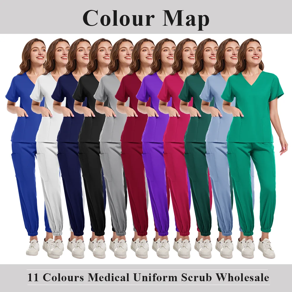 أسعار الجملة بدلة طبية للنساء معطف مختبر ثوب جراحي مع جيوب فرك الأسنان زي بيطري مقالات التمريض الناعمة