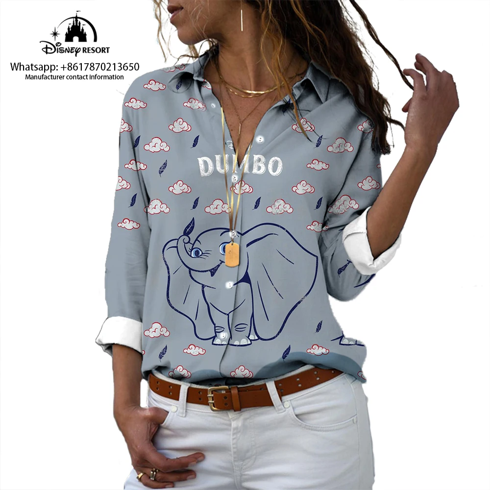 2024 Lilo & Stitch New Harajuku Fashion Lapel Long Sleeve Single Breasted Shirt Mary Cat Anime 3D Print Casual Shirt ins