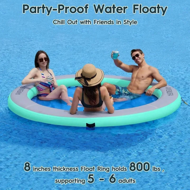 

Water HammockThick Round Float Ring with Mesh Lake Floats Adults Heavy Duty Circle Floating Mat Pool Inflatable Water Raft