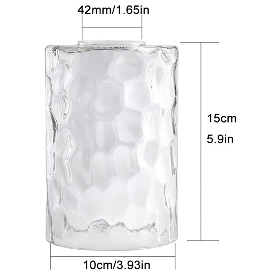 2pcs Pack Clear Hammered Glass Lamp Shade Replacement Water Ripple Cylinder Glass Lampshade for E26 E27 Lighting Fixture